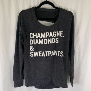 Chaser Sweater Women's Small Grey Open Back Long Sleeve Crew Neck